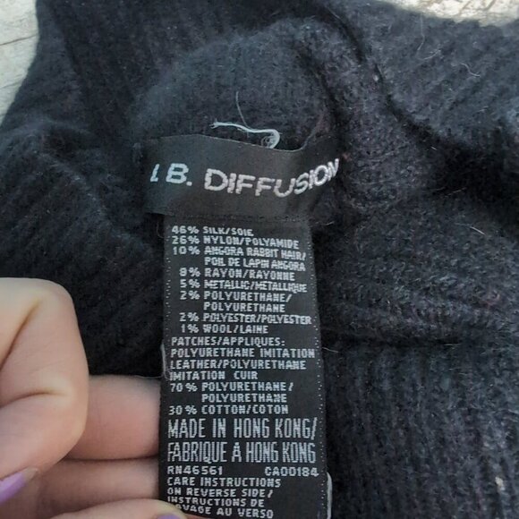 Vtg 80's IB Diffusion Silk Blend Metallic Red Silver Black Geometric Sweater  L - Picture 3 of 7